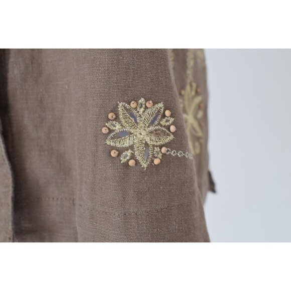 Vintage 90s Brown Embroidered Blouse - Picture 8 of 10